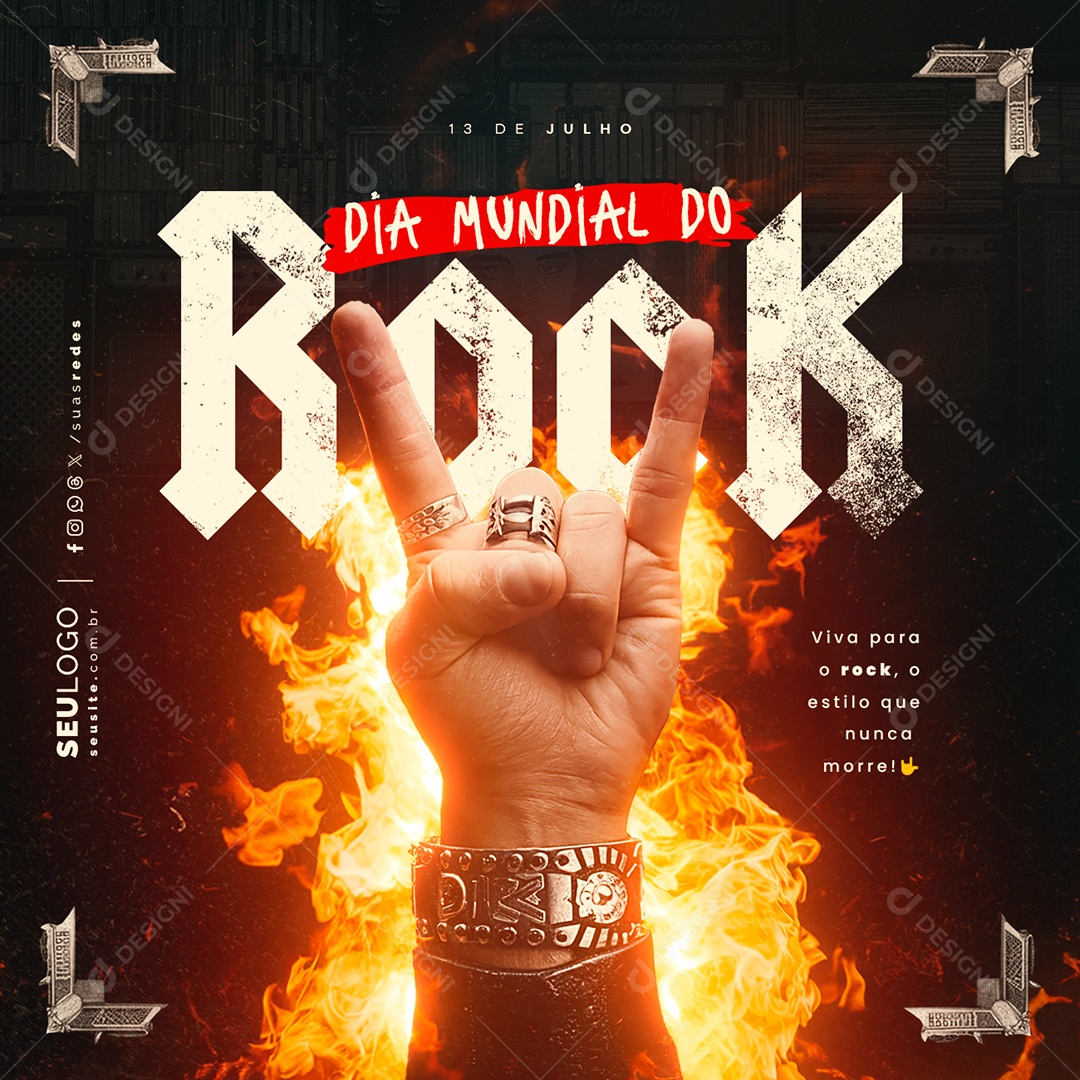 Dia Mundial do Rock 13 de Julho Viva Social Media PSD Editável