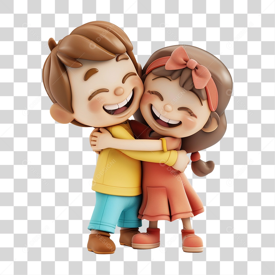 Personagens Amigos se Abraçando PNG Transparente