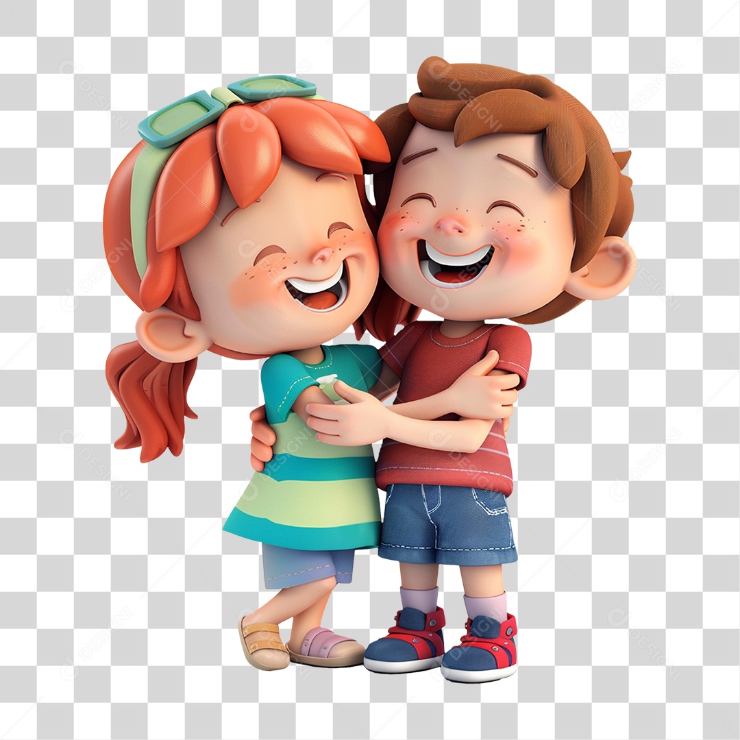 Personagens Amigos se Abraçando PNG Transparente