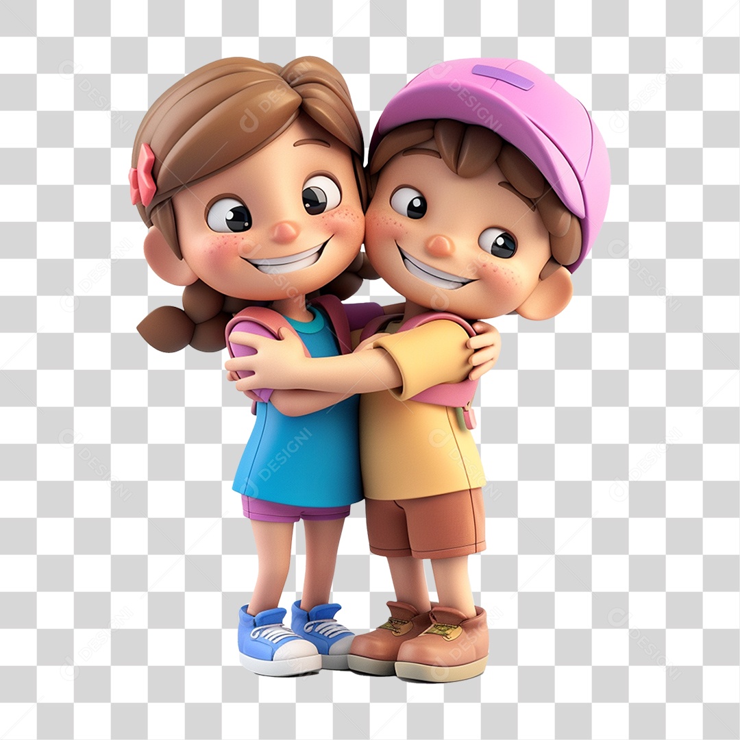 Personagens Amigos se Abraçando PNG Transparente
