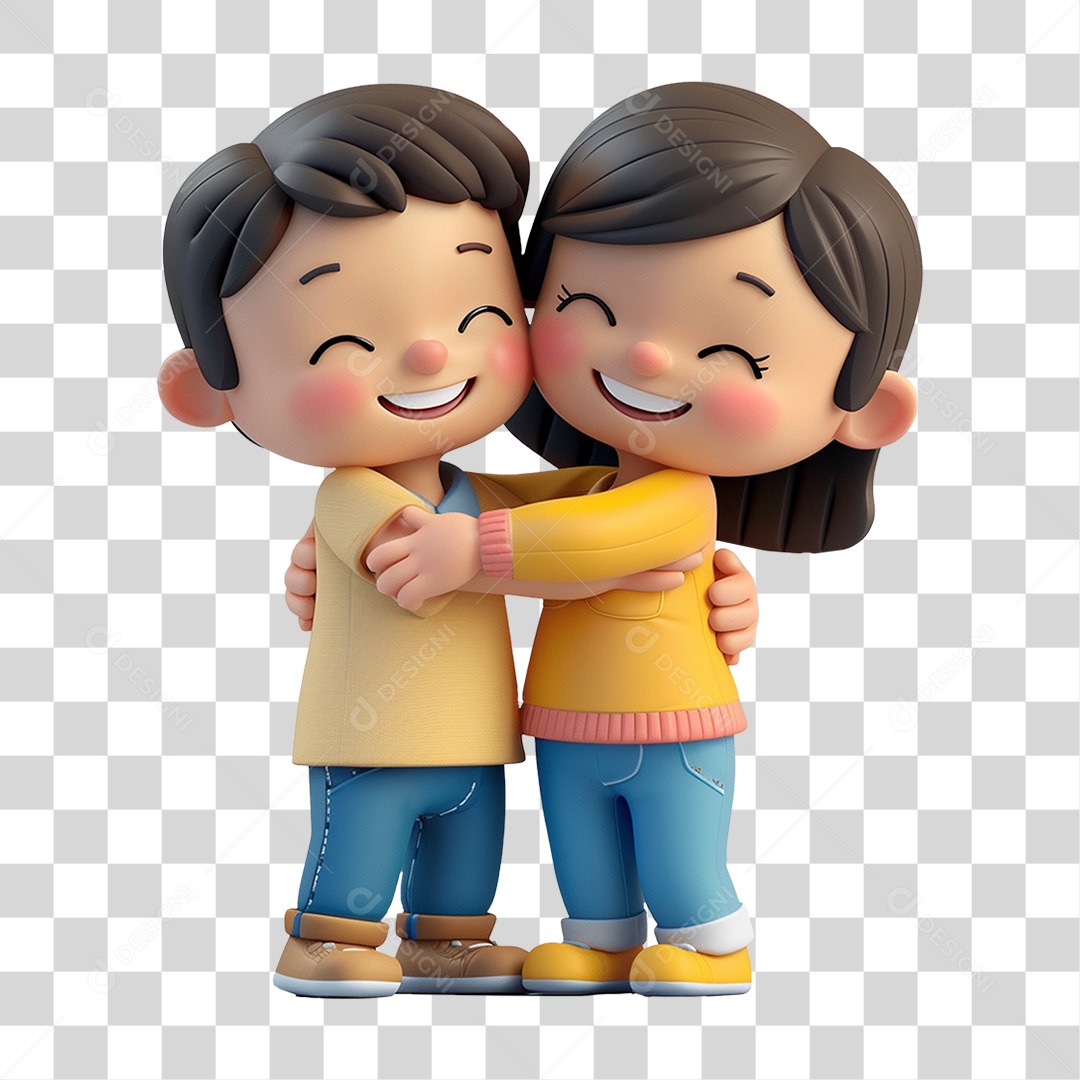 Personagens Amigos se Abraçando PNG Transparente