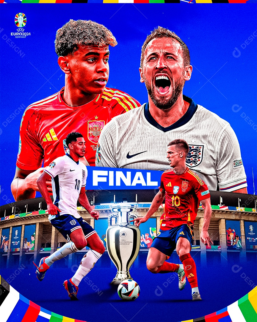 Flyer Final Eurocopa Espanha x Inlgaterra Social Media PSD Editável