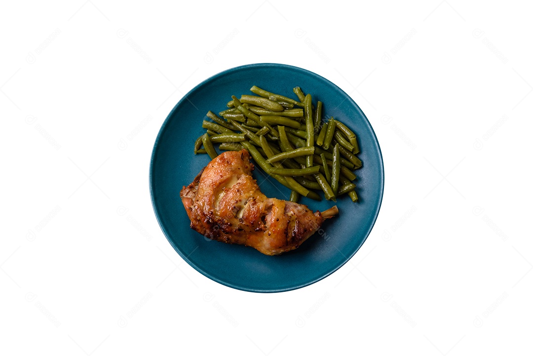 Frango grelhado com vagens verde