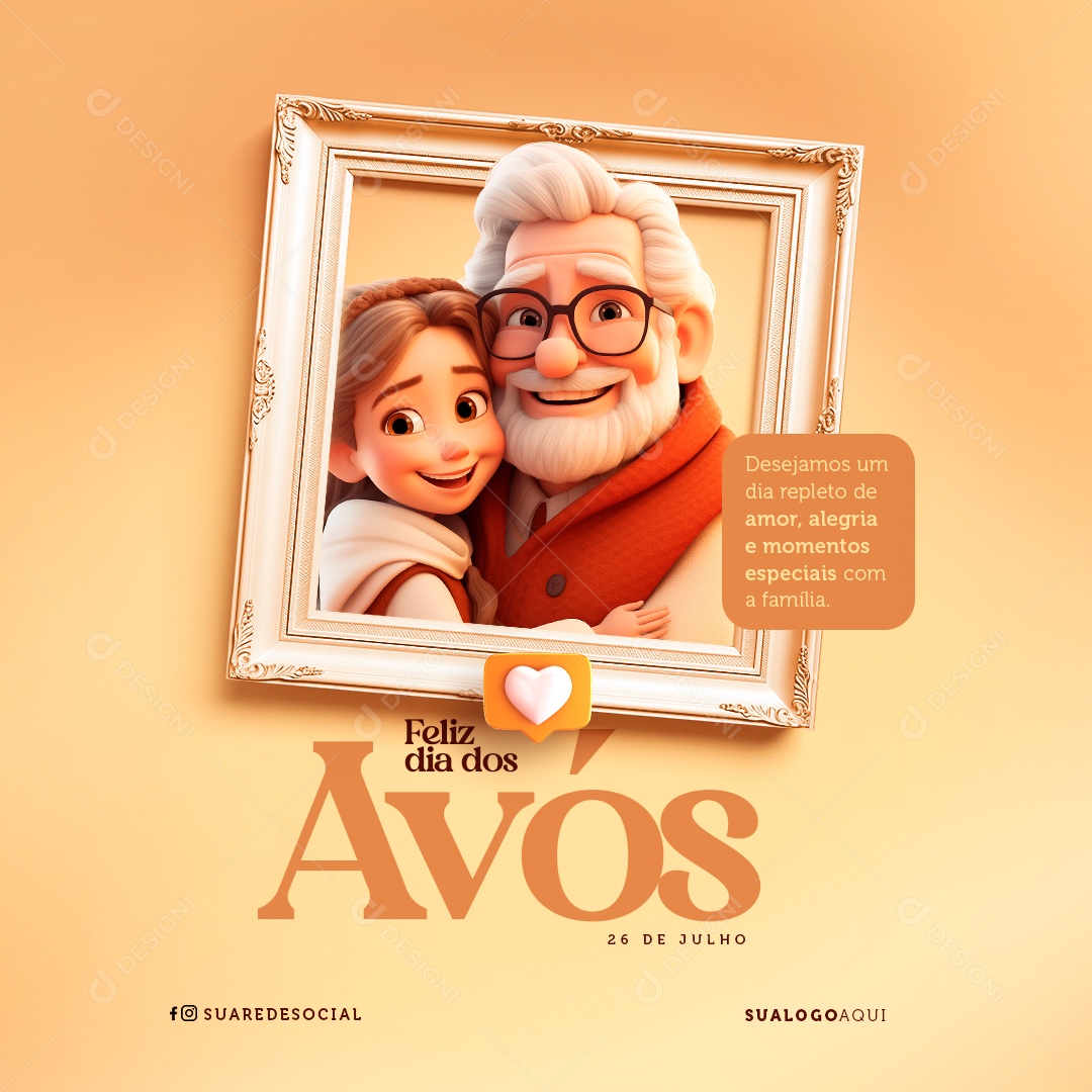 Feliz Dia dos Avós 26 de Julho Social Media PSD Editável