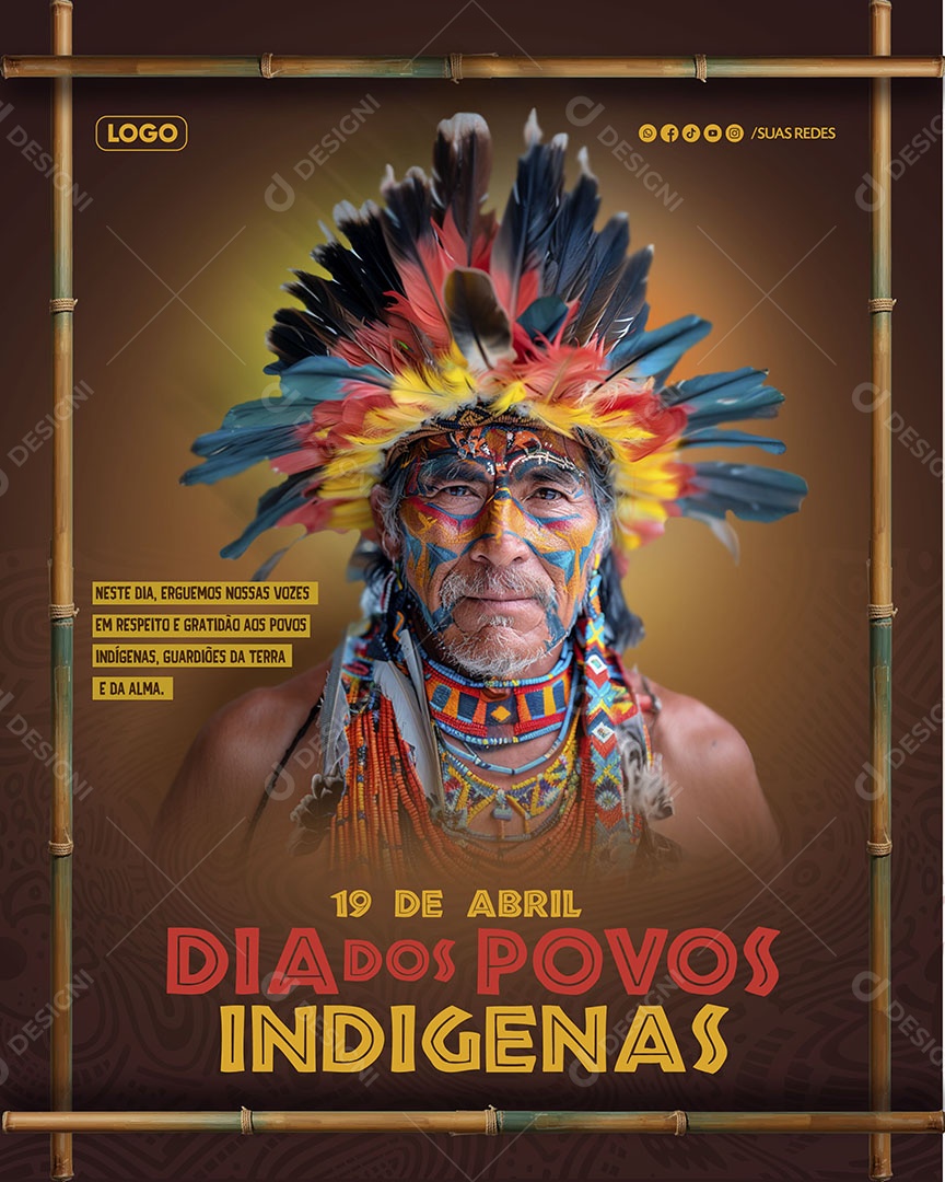 Cultura Viva 19 de Abril, Dia de Honrar os Povos Indígenas Social Media PSD Editável