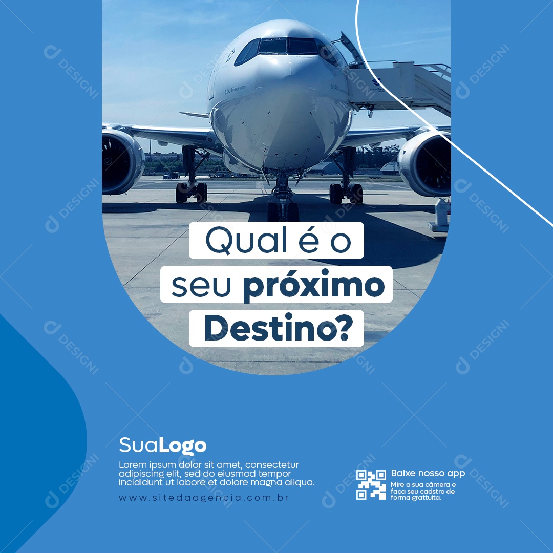 Agência de Viagens Qual é o Seu Próximo Destino Social Media PSD Editável