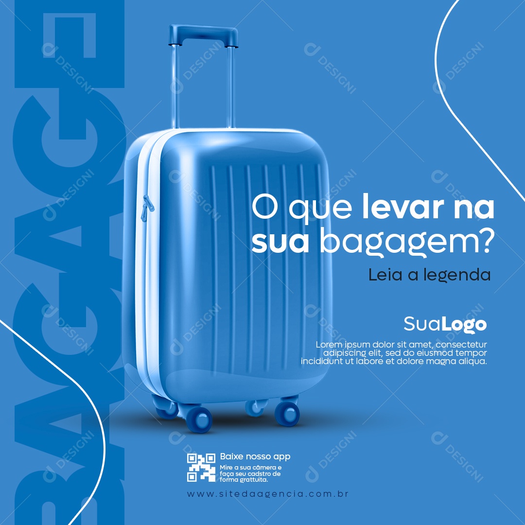 Agência de Viagens O Que Levar na Sua Bagagem Social Media PSD Editável