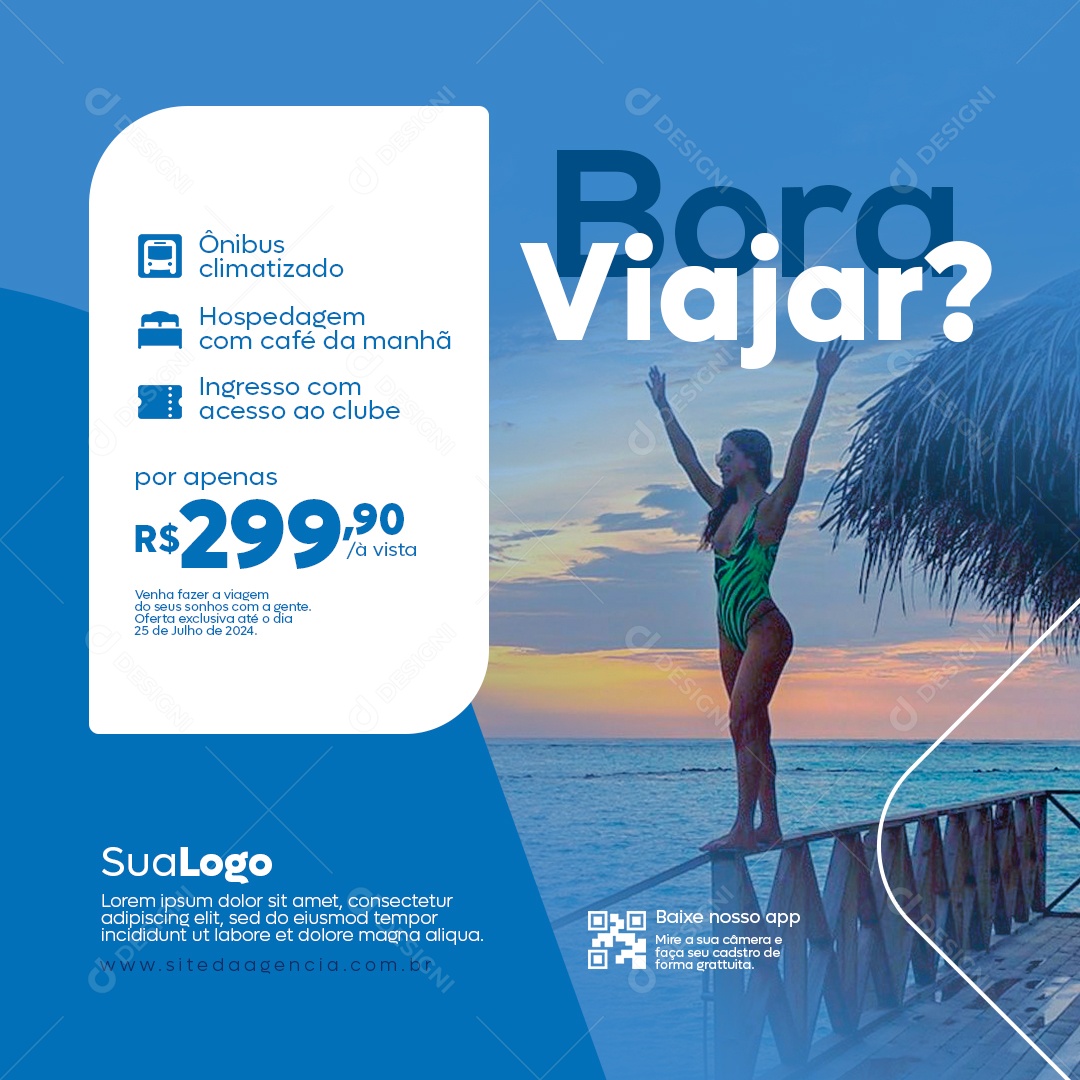 Agência de Viagens Bora Viajar Social Media PSD Editável