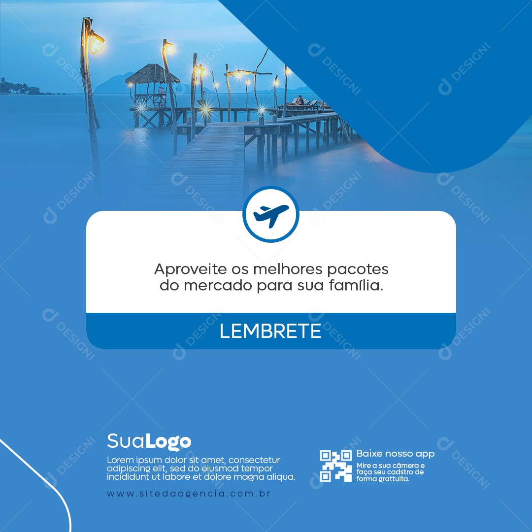Agência de Viagens Lembrete Social Media PSD Editável