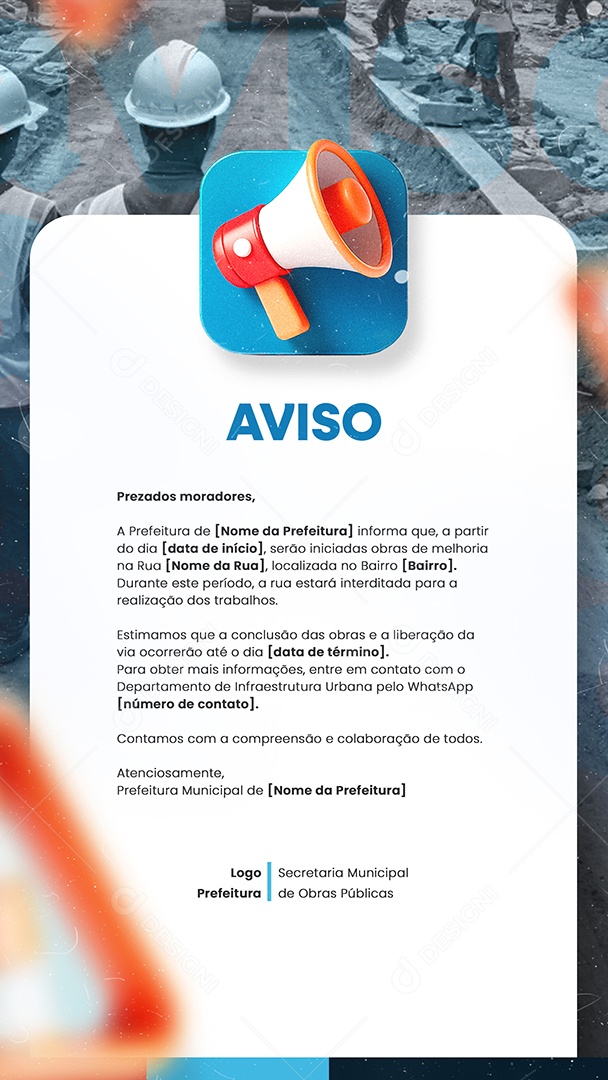 Story Prefeitura Aviso Prezados Moradores Social Media PSD Editável