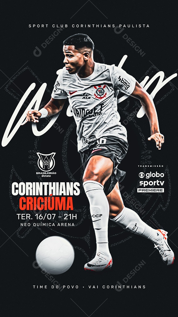 Story Brasileirão Corinthians vs Criciúma Social Media PSD Editável