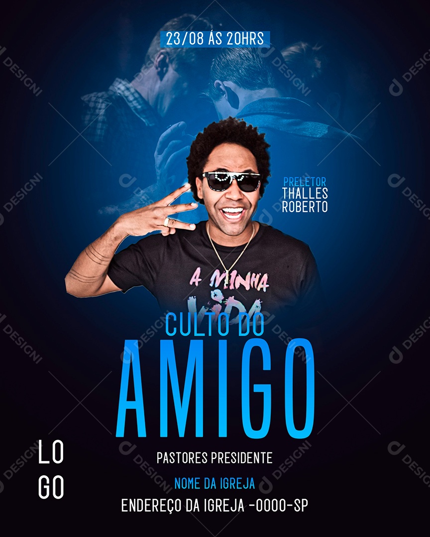 Culto do Amigo Social Media PSD Editável