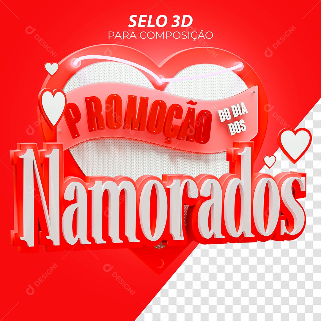 Selo 3D Dia dos Namorados PSD