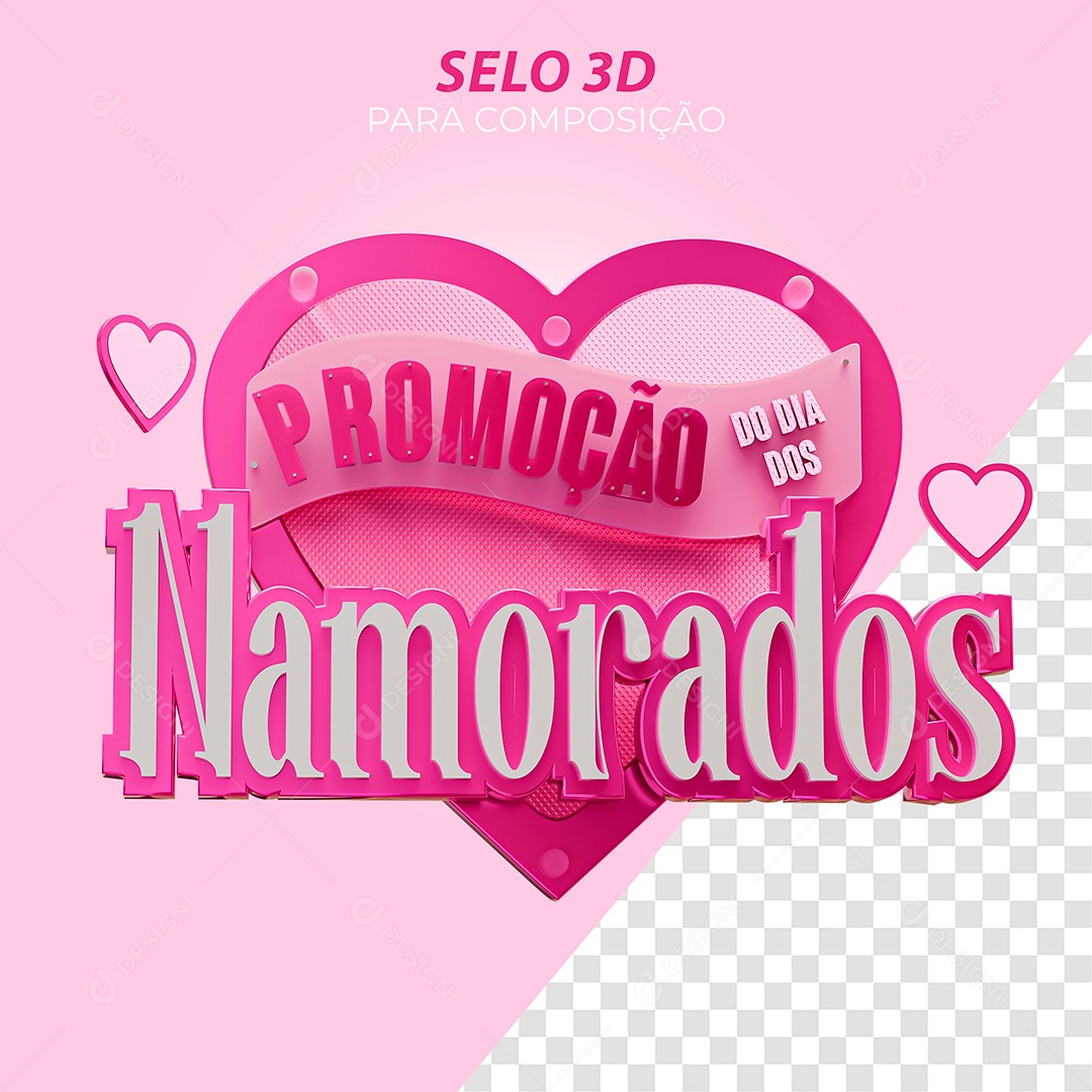 Selo 3D Dia dos Namorados PSD