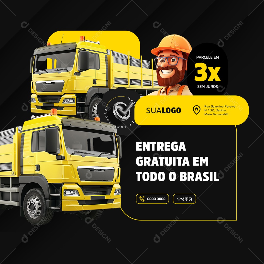 Entrega Gratuita em todo o Brasil Social Media PSD Editável