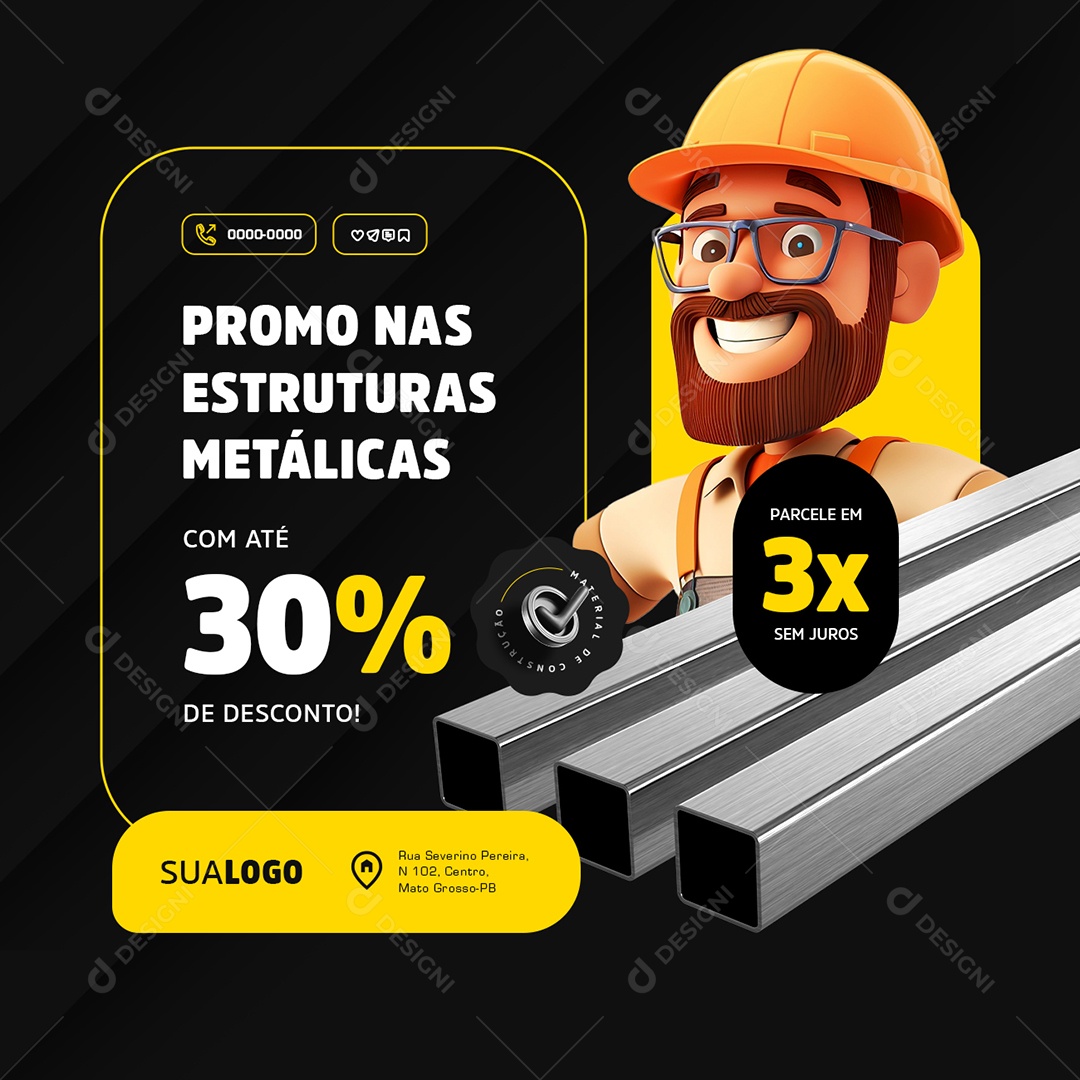Promo nas Estruturas Metálicas Social Media PSD Editável