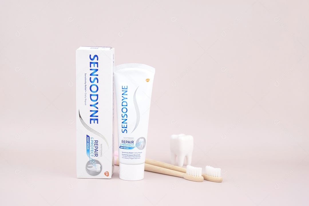 Caixa de pasta de dente e escovas de bambu