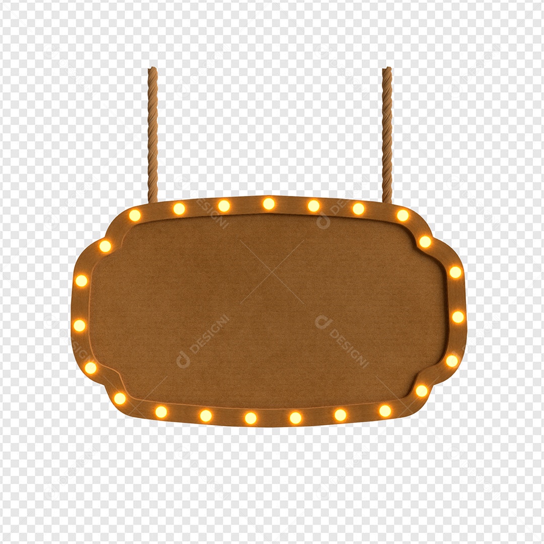 Placa de Madeira Com Luz Elemento 3D Marron para Composição PSD