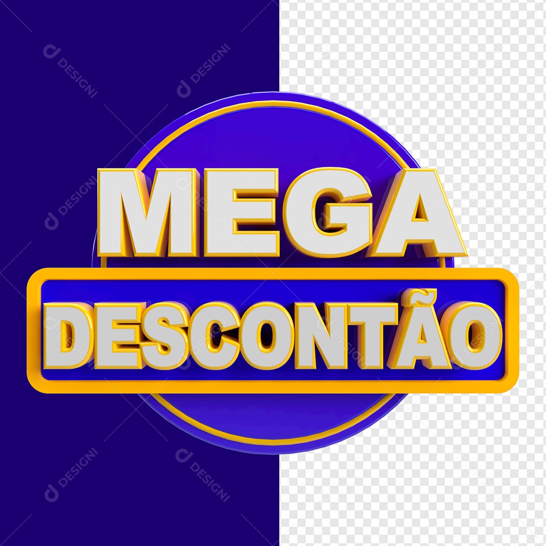 Mega Descontão Selo 3D Para Composição PSD