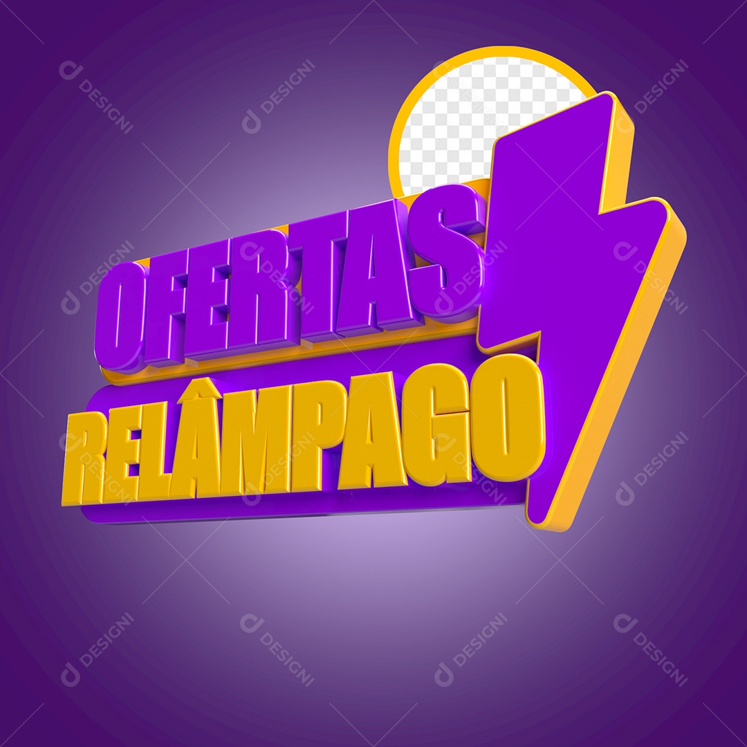 Ofertas Relâmpago Selo 3D Para Composição PSD