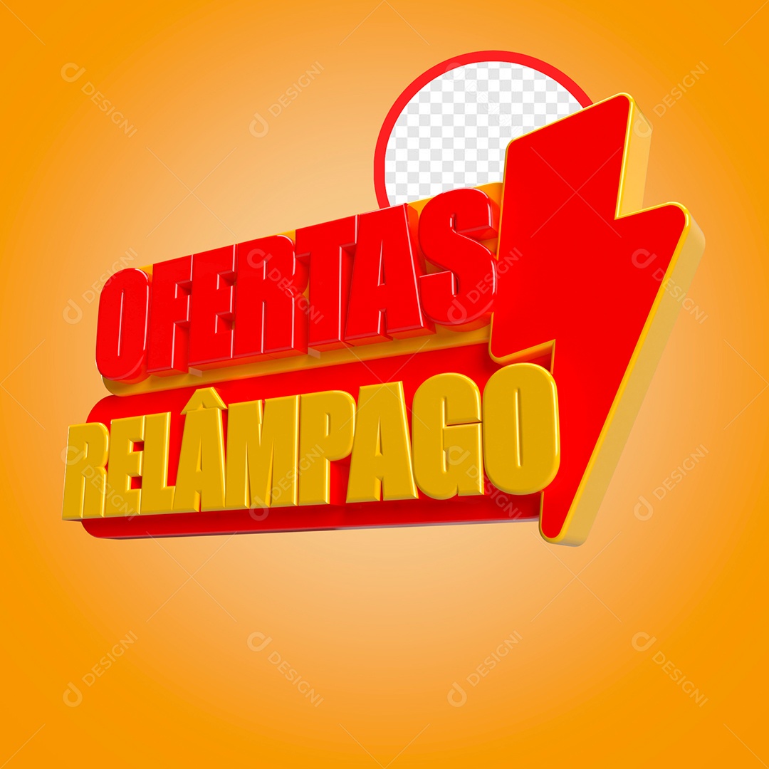 Ofertas Relâmpago Selo 3D Para Composição PSD