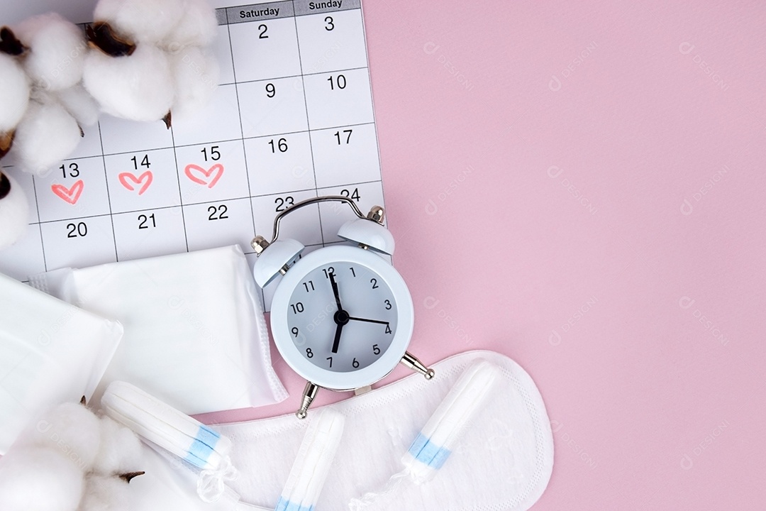 Absorventes algodão calendário relógio