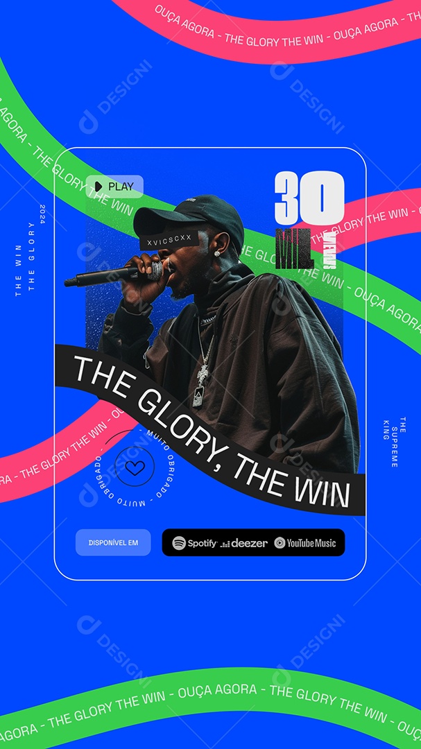 Flyer Story Ouça Agora 30 Milhões Muito Obrigado Artista Social Media PSD Editável