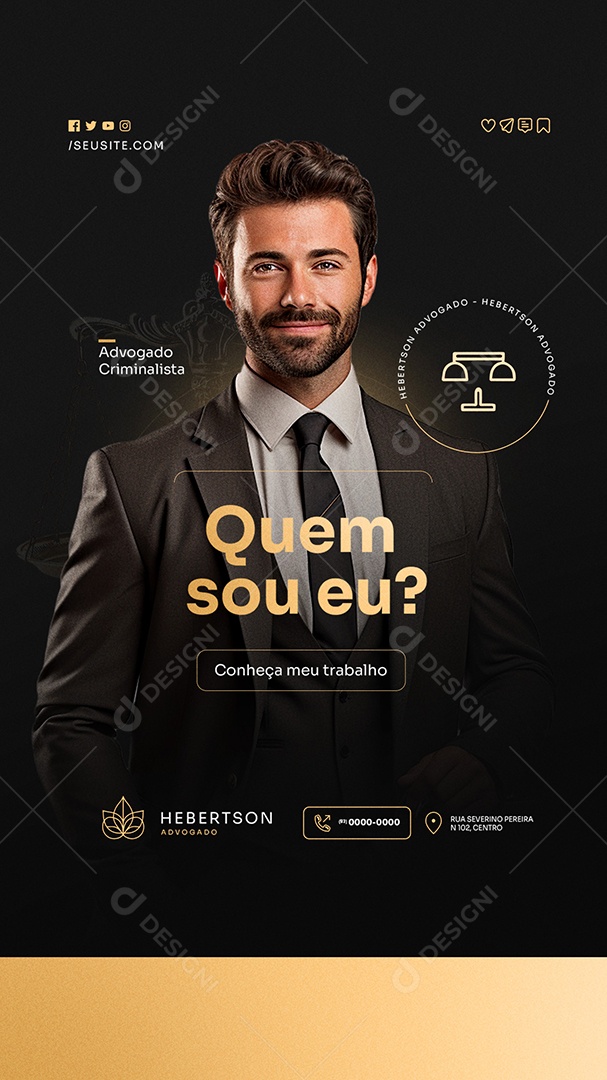 Story Advogado Criminalista Quem sou Eu Social Media PSD Editável