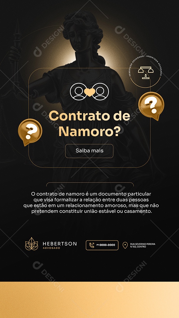 Story Contrato de Namoro é um Documento Particular Social Media PSD Editável