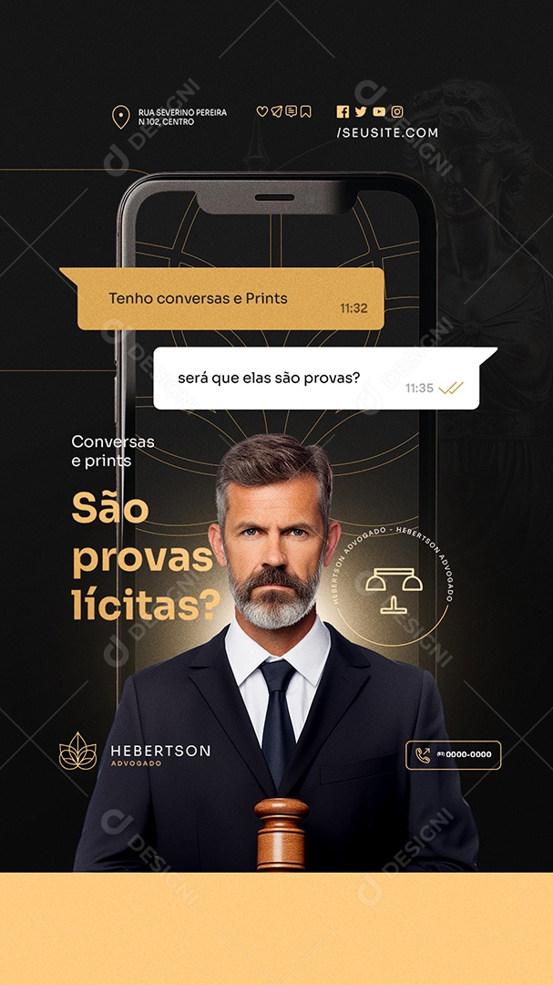 Story Conversas e Prints são Provas Lícitas Social Media PSD Editável