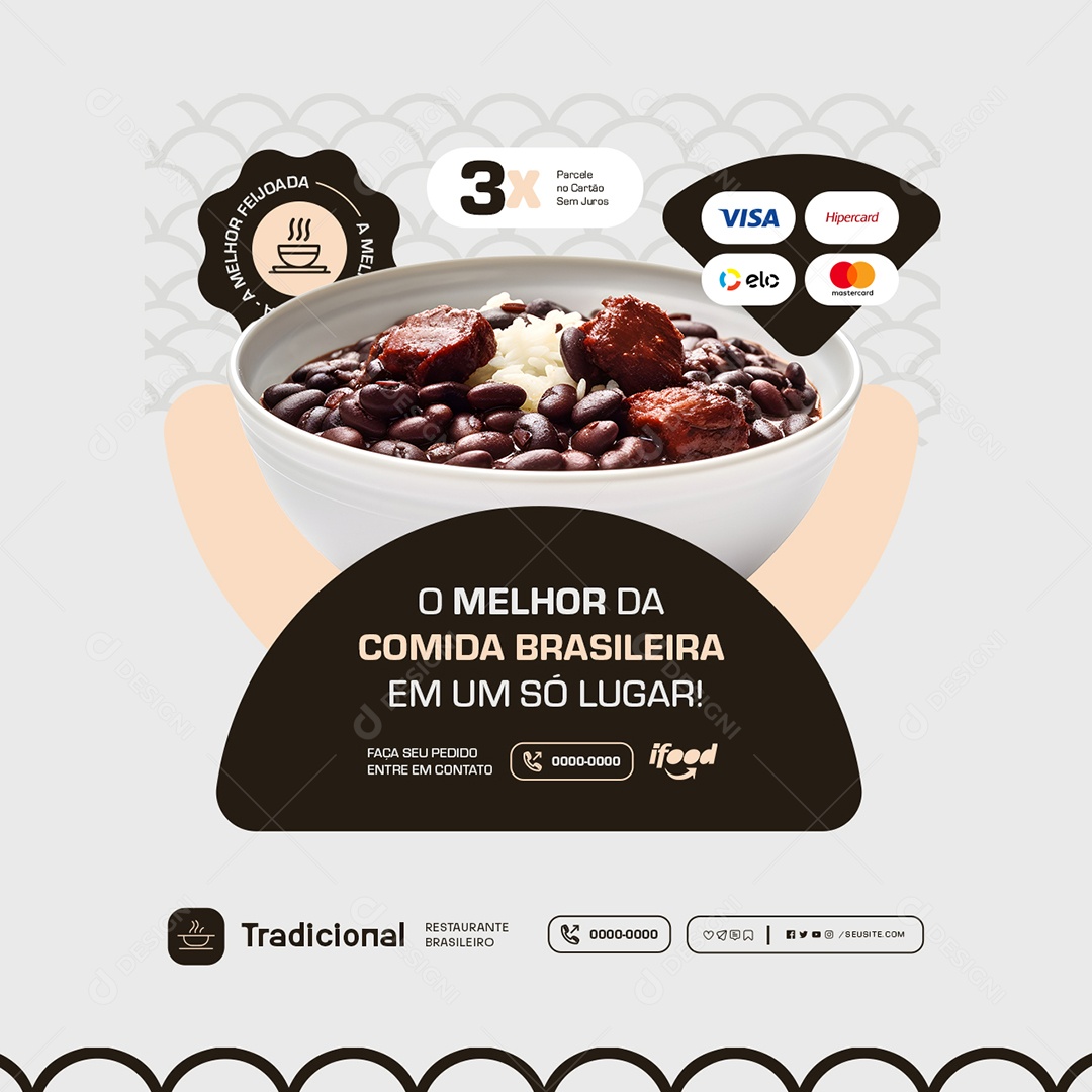 O Melhor da Comida Brasileira em um só Lugar Social Media PSD Editável