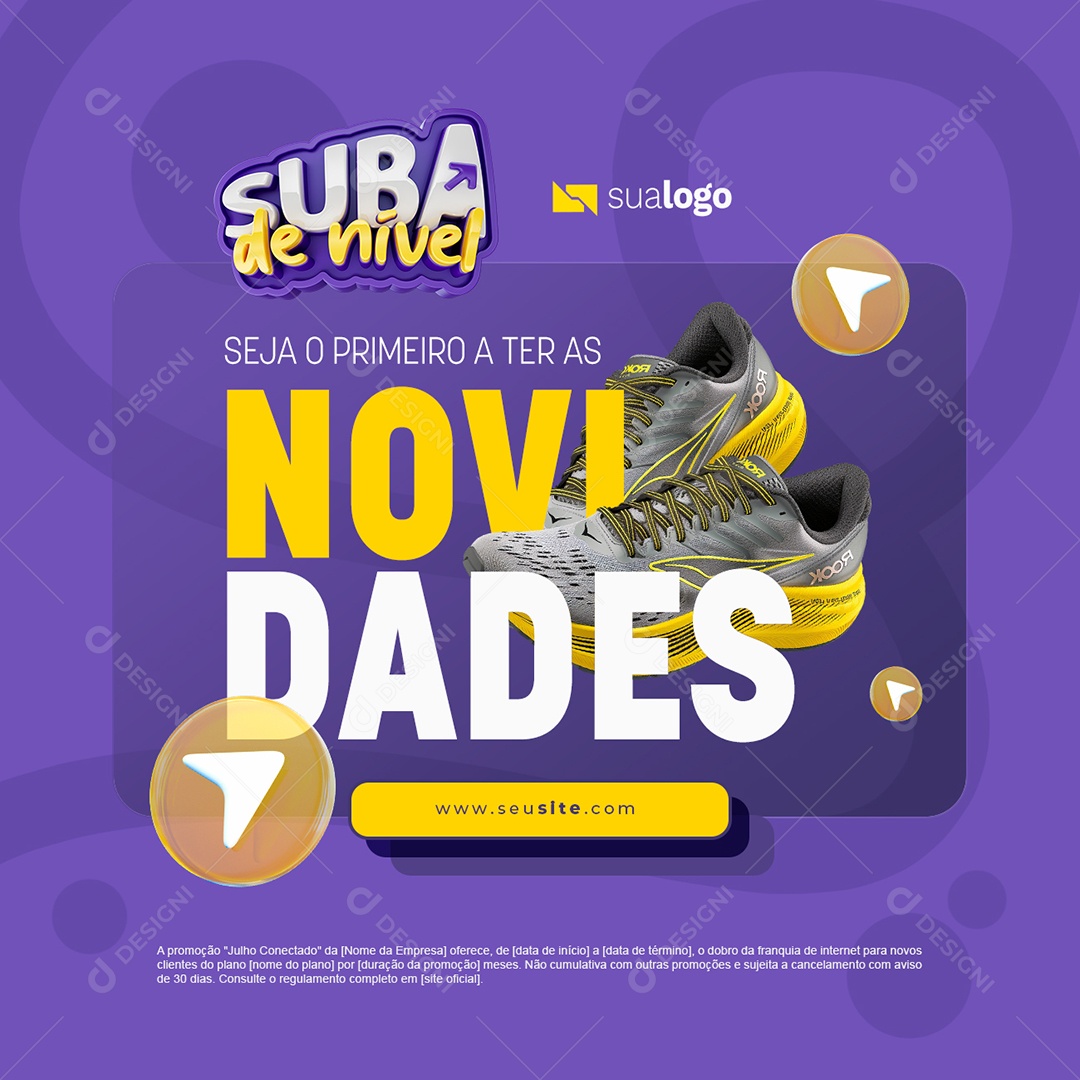 Super de Nível Seja o Primero a ter as Novidades Social Media PSD Editável