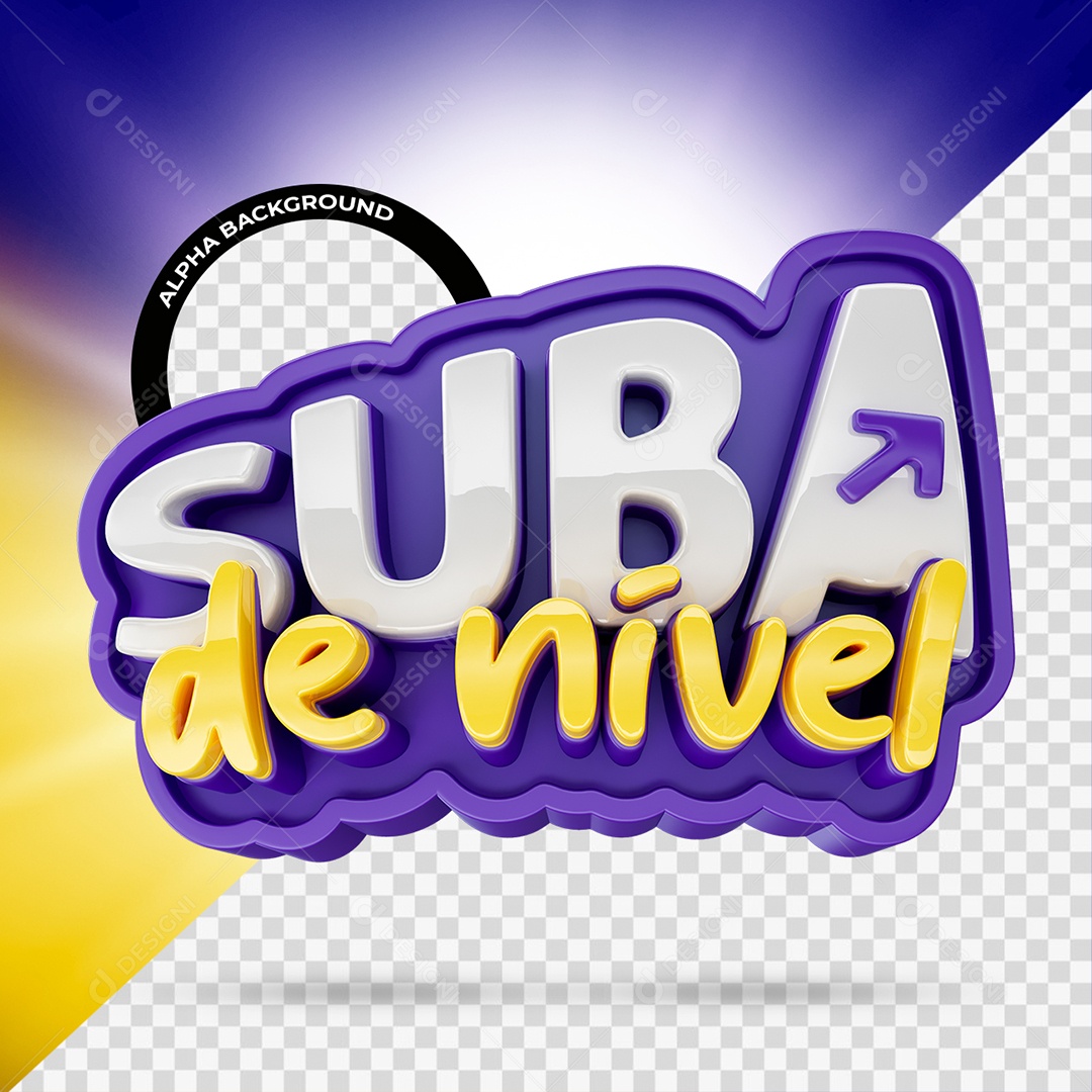 Super de Nível Selo 3D Branco e Amarelo para Composição PSD