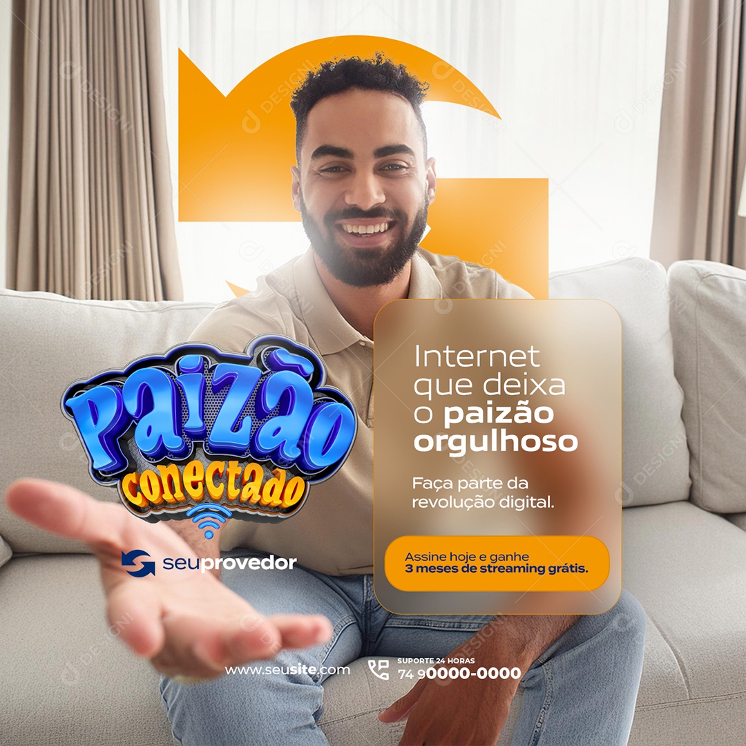 Paizão Conectado Faça Parte Revolução Digital Social Media PSD Editável