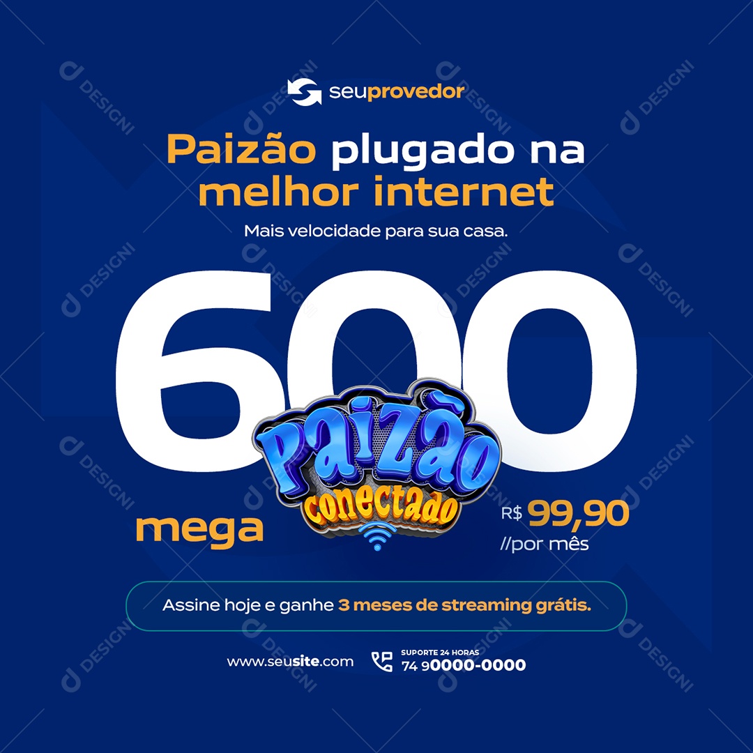 Paizão Conectado Plugado na Melhor Internet Social Media PSD Editável