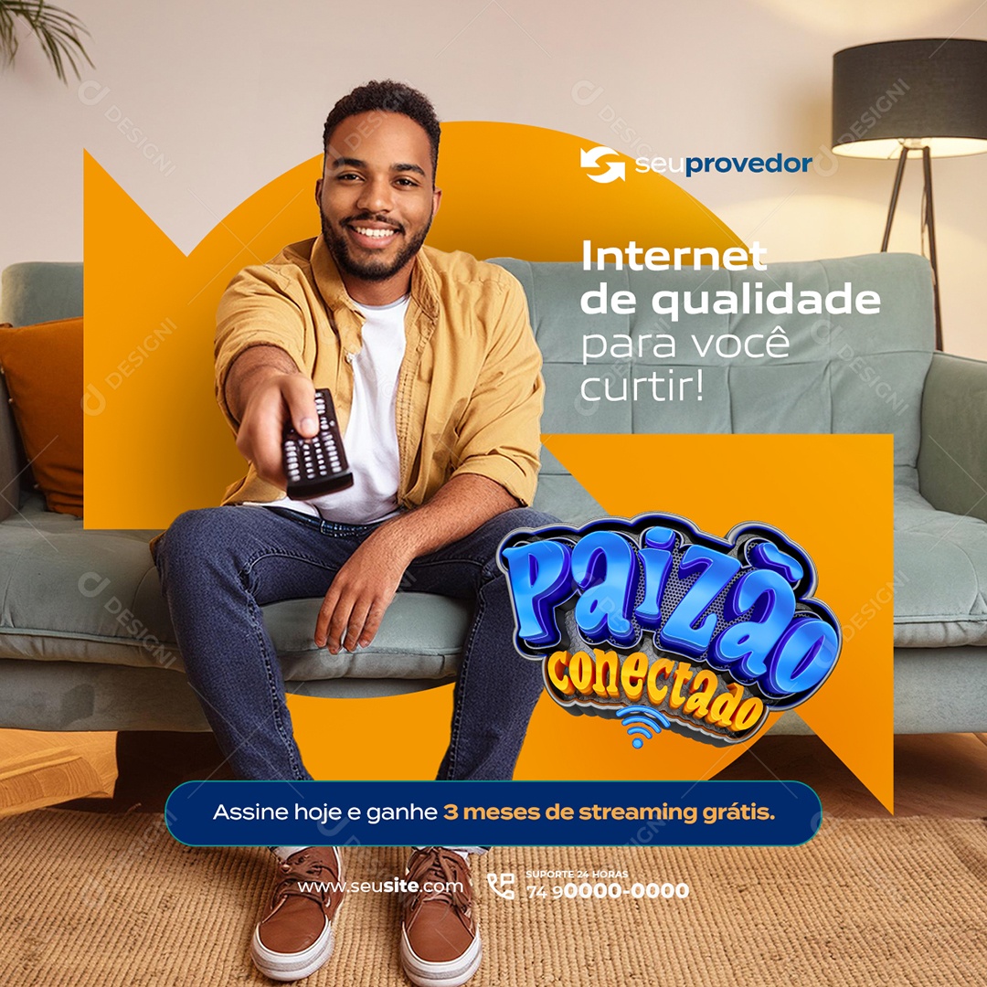 Paizão Conectado Internet de Qualidade para Você Curtir Social Media PSD Editável