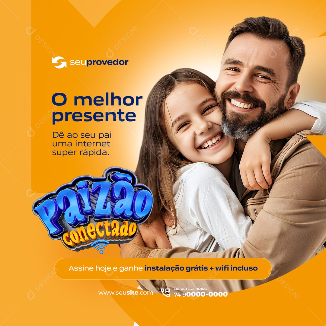 Paizão Conectado de ao seu Pai um Internet Super Rápida Social Media PSD Editável