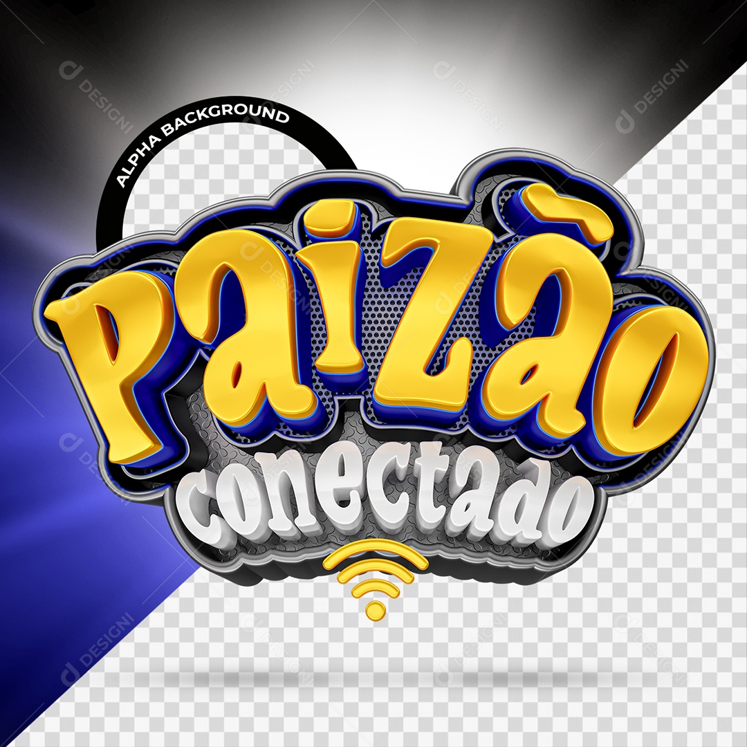 Paizão Conectado Selo 3D Amarelo e Branco para Composição PSD