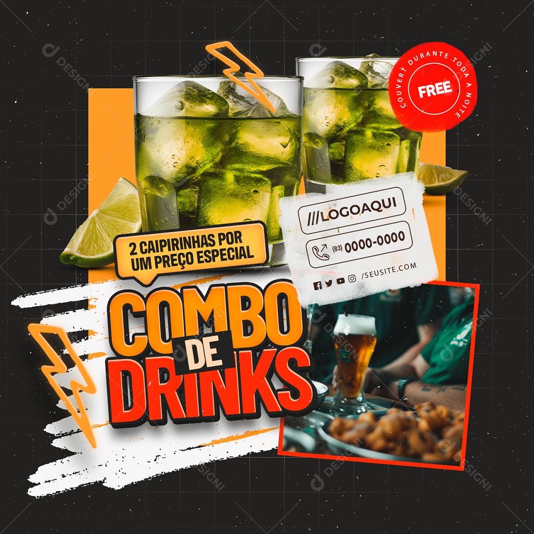 Combo de Drinks Social Media PSD Editável