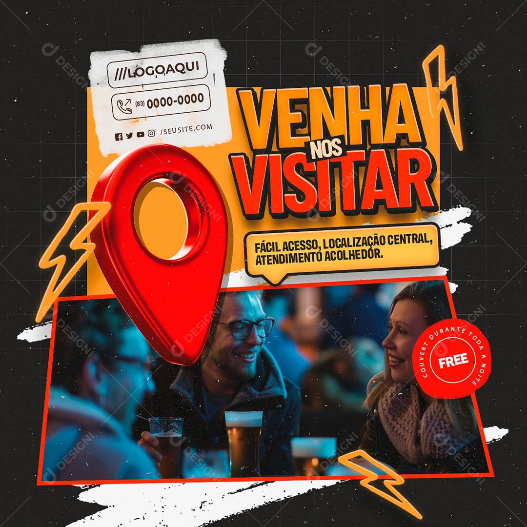 Venha nos Visitar Social Media PSD Editável