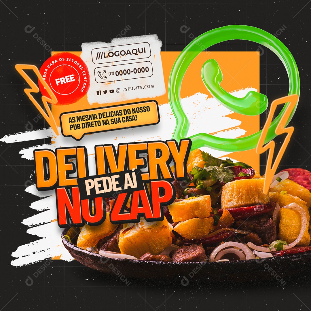 Delivery Pede aí nu Zap Social Media PSD Editável