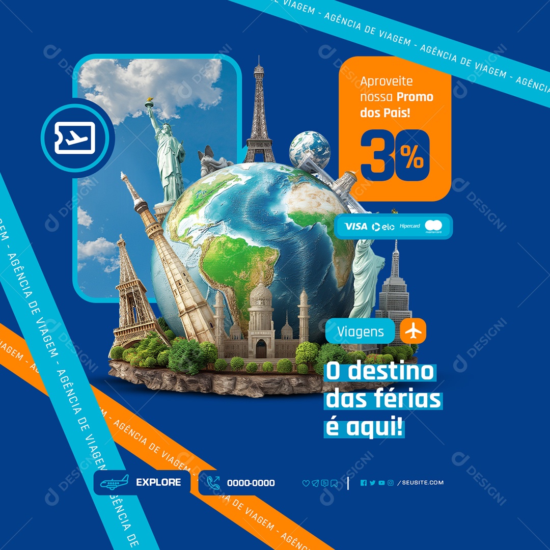 Viagens Aproveite nossa Promo Social Media PSD Editável