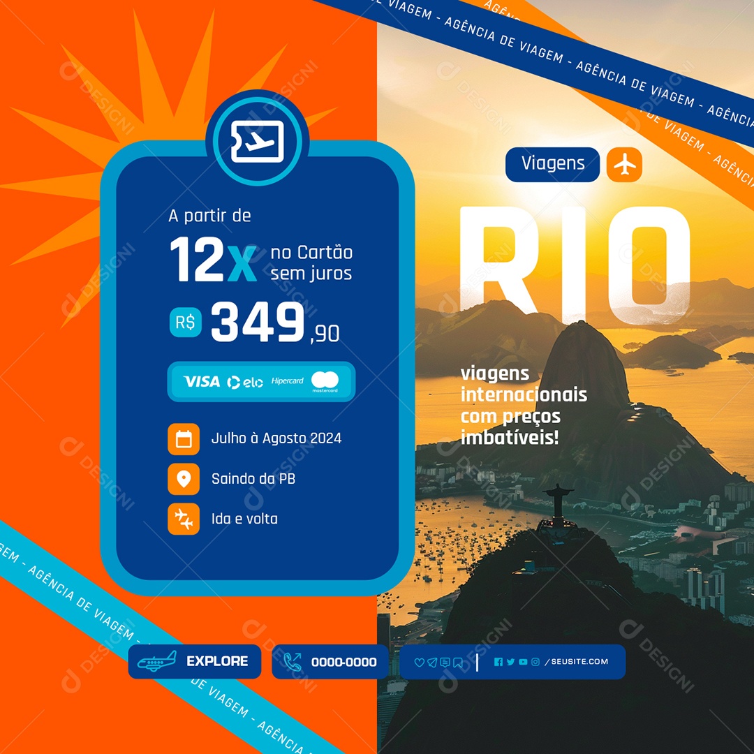 Viagens Internacionais Social Media PSD Editável