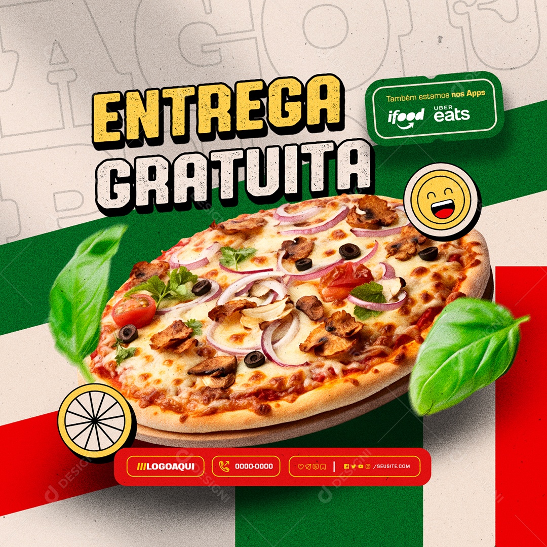 Entrega Gratuita de Pizza Social Media PSD Editável