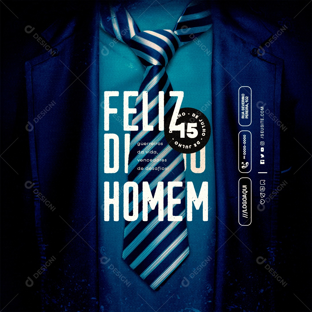 Feliz Dia do Homem 15 de Julho Guerreiros da Vida Social Media PSD Editável