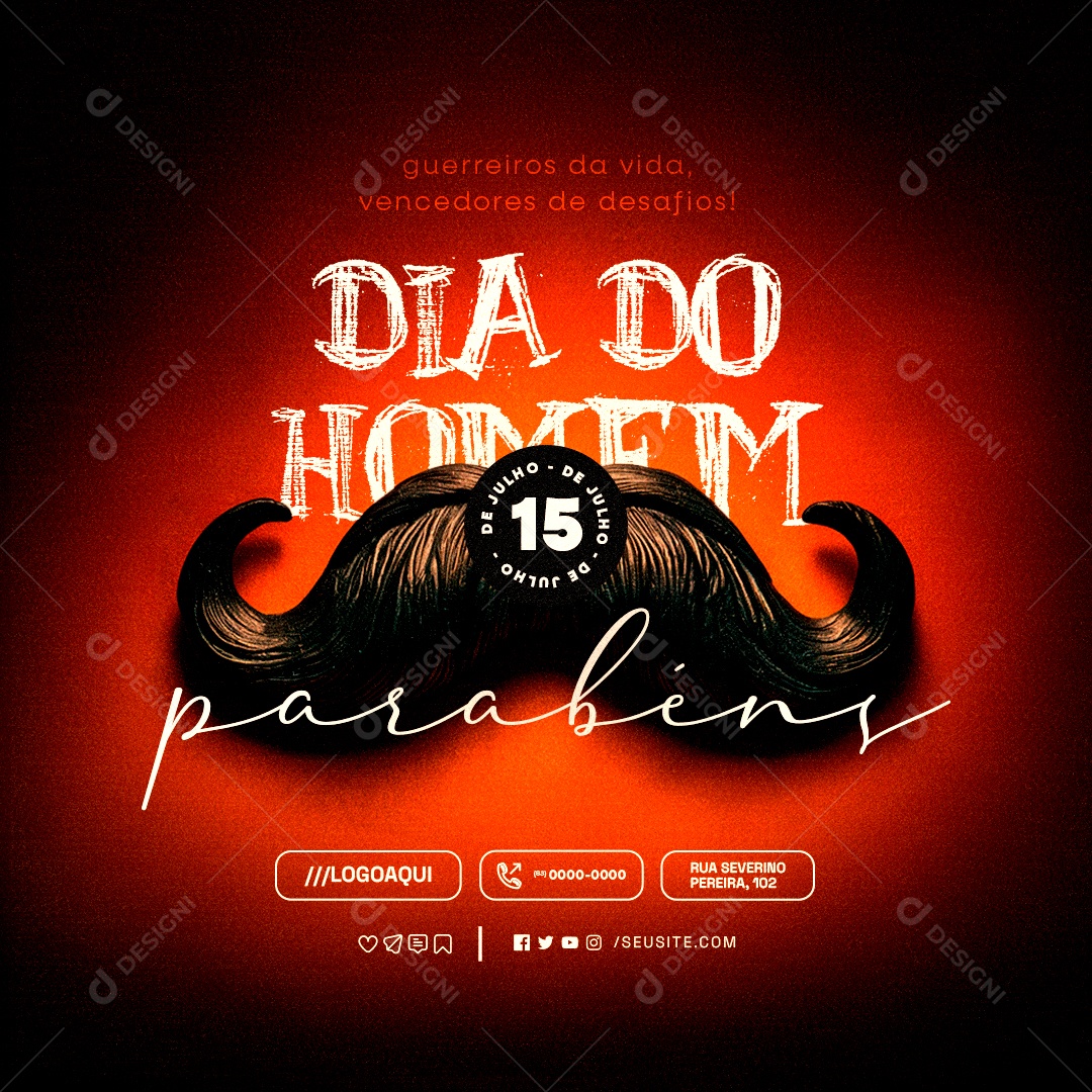 Dia do Homem 15 de Julho Parabéns Social Media PSD Editável
