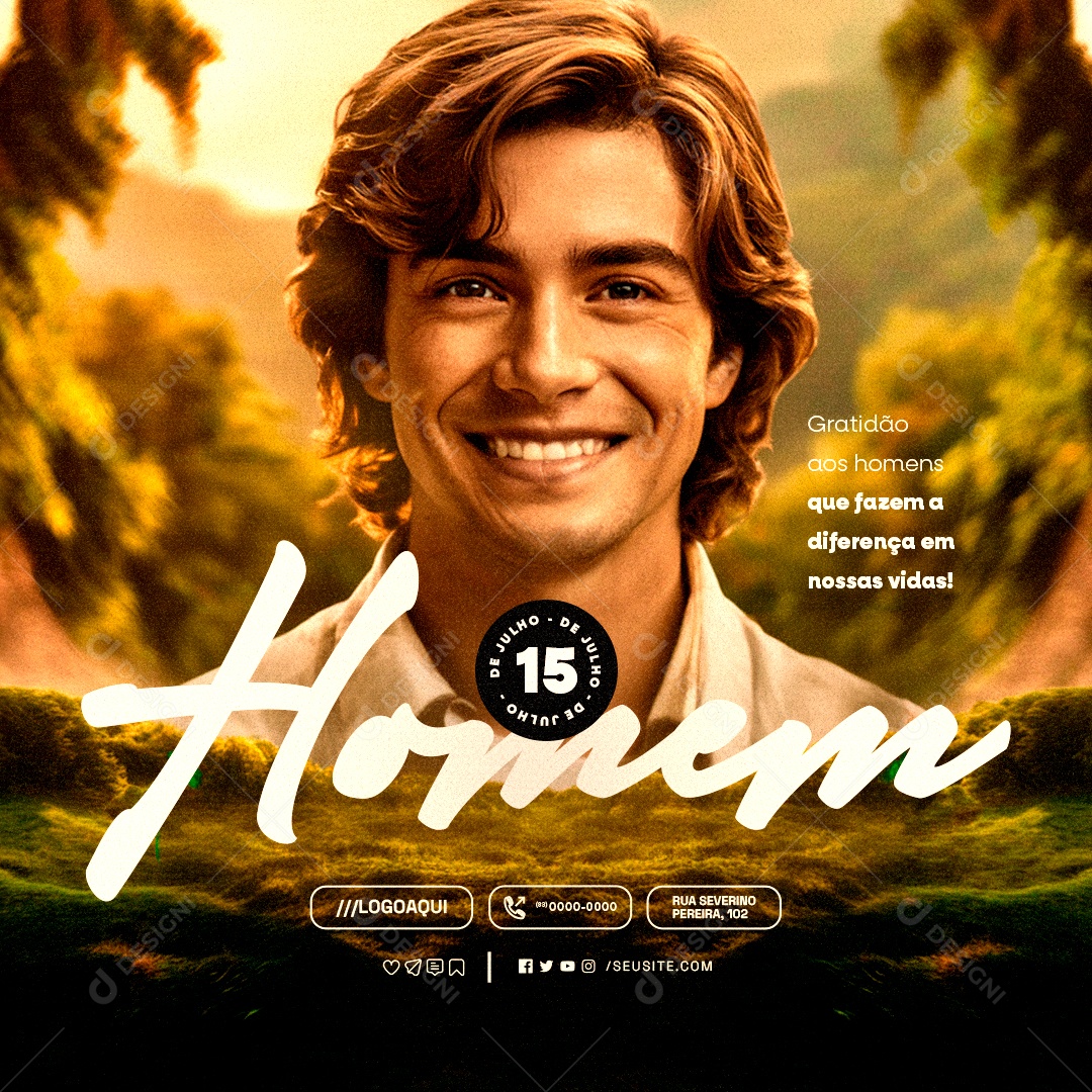 Dia do Homem 15 de Julho Fazem a Diferença em nossas Vidas Social Media PSD Editável