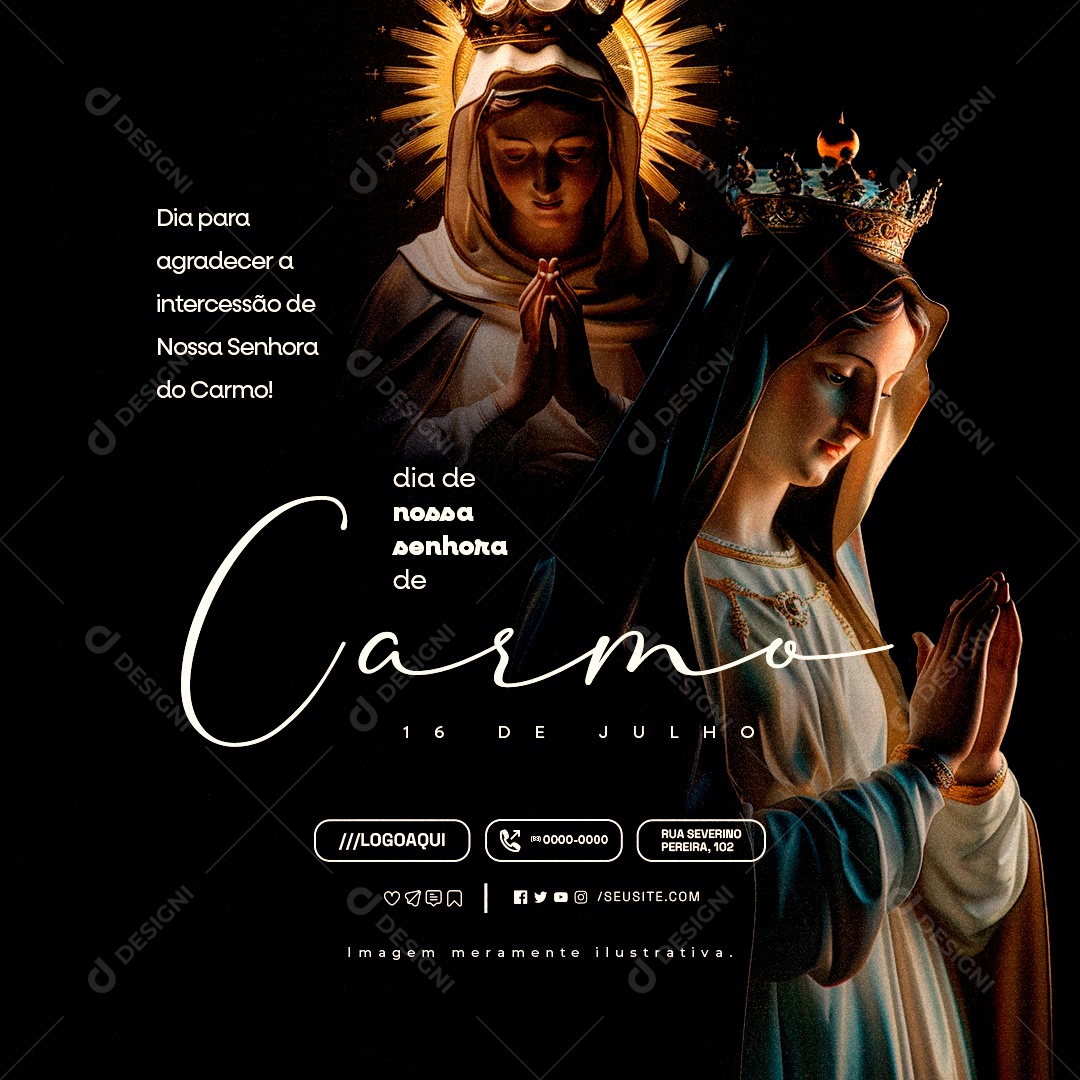 Social Media Dia de Nossa Senhora do Carmo 16 de Julho PSD Editável