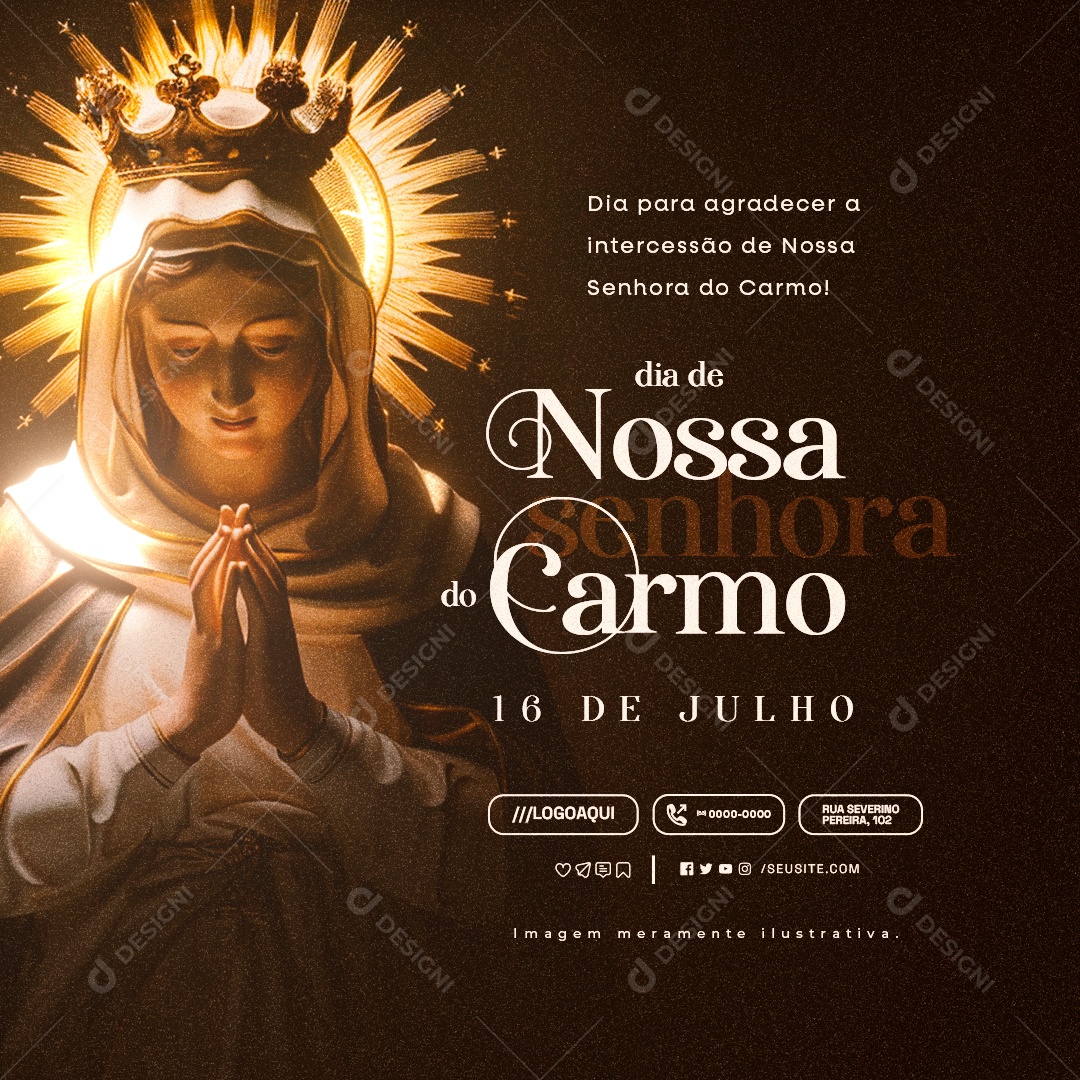 Dia de Nossa Senhora do Carmo 16 de Julho Agradecer Social Media PSD Editável