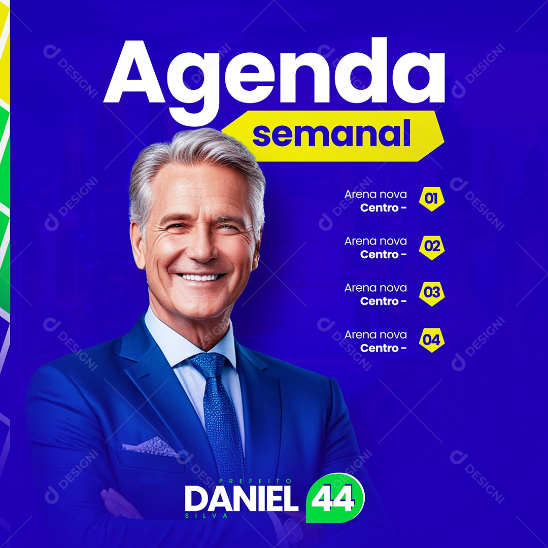 Feed Política Vereador Daniel Silva Agenda Semanal Social Media PSD Editável